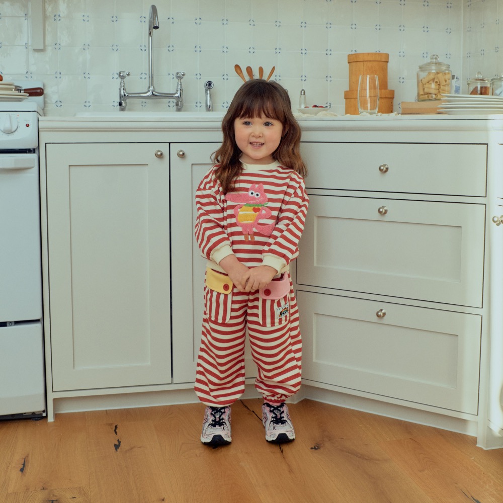 1stblue春季毛線動物橫條上衣-細節圖4