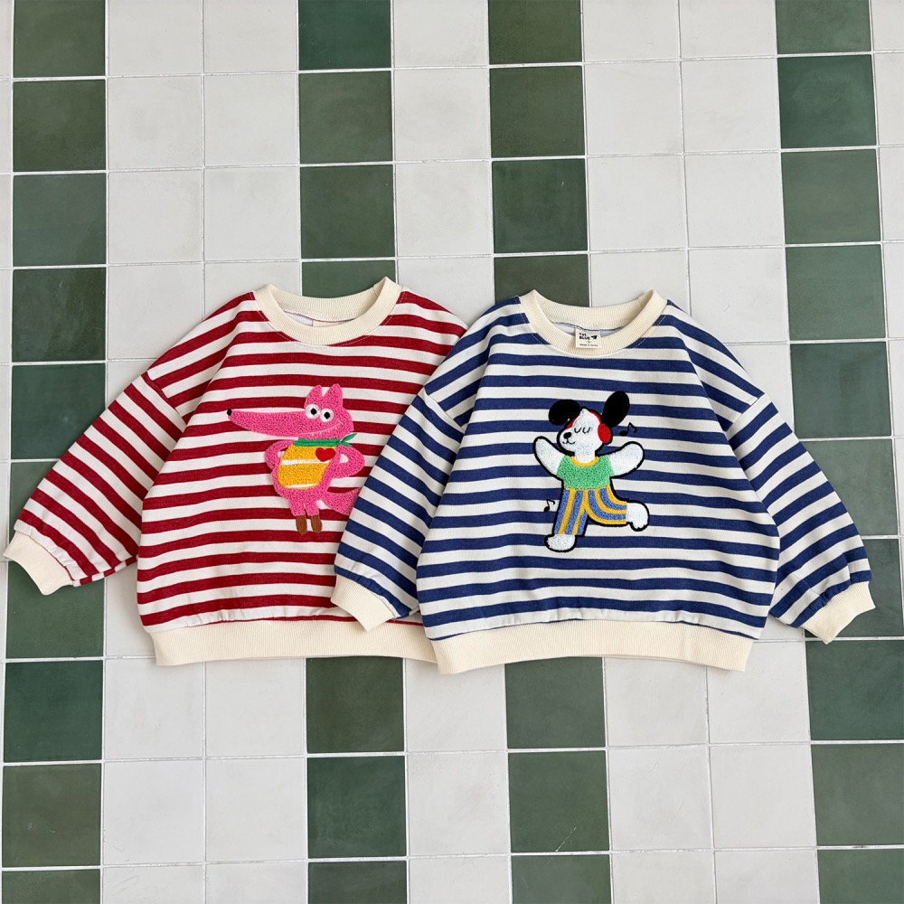 1stblue春季毛線動物橫條上衣-細節圖7