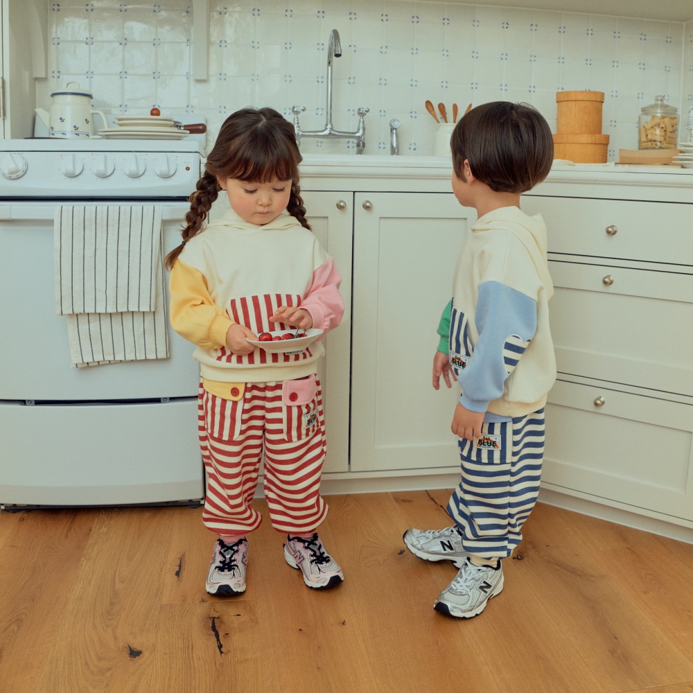 1stblue春季口袋條紋連帽帽T-細節圖2