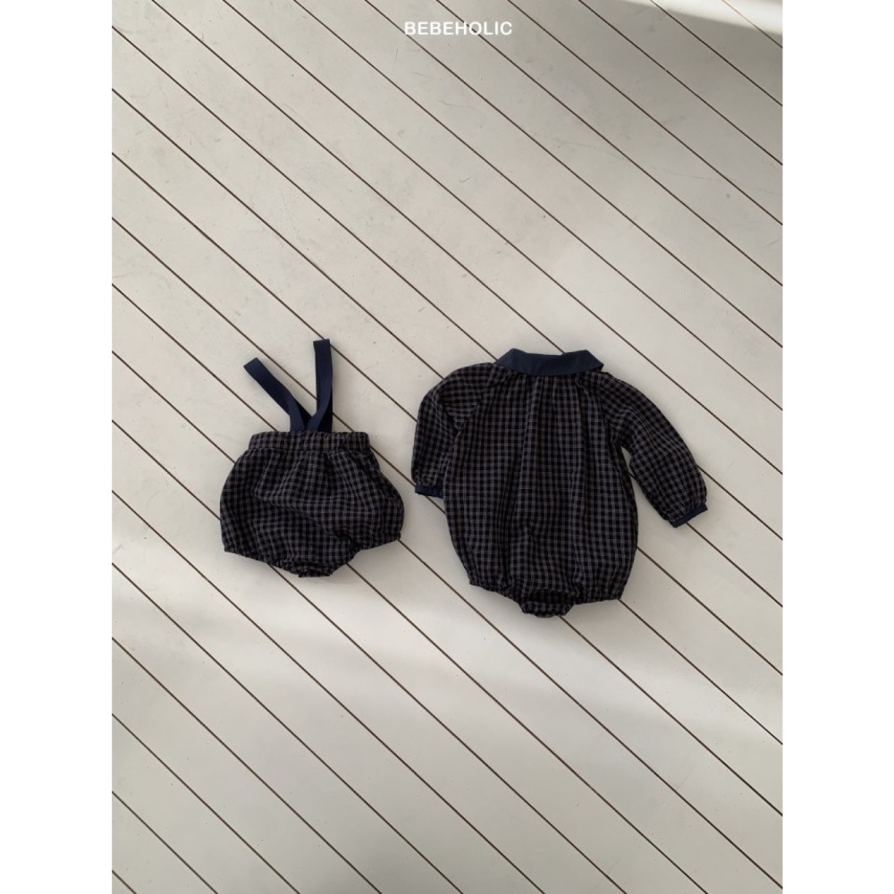 Bebe holic 春季格紋翻領包屁衣-細節圖4