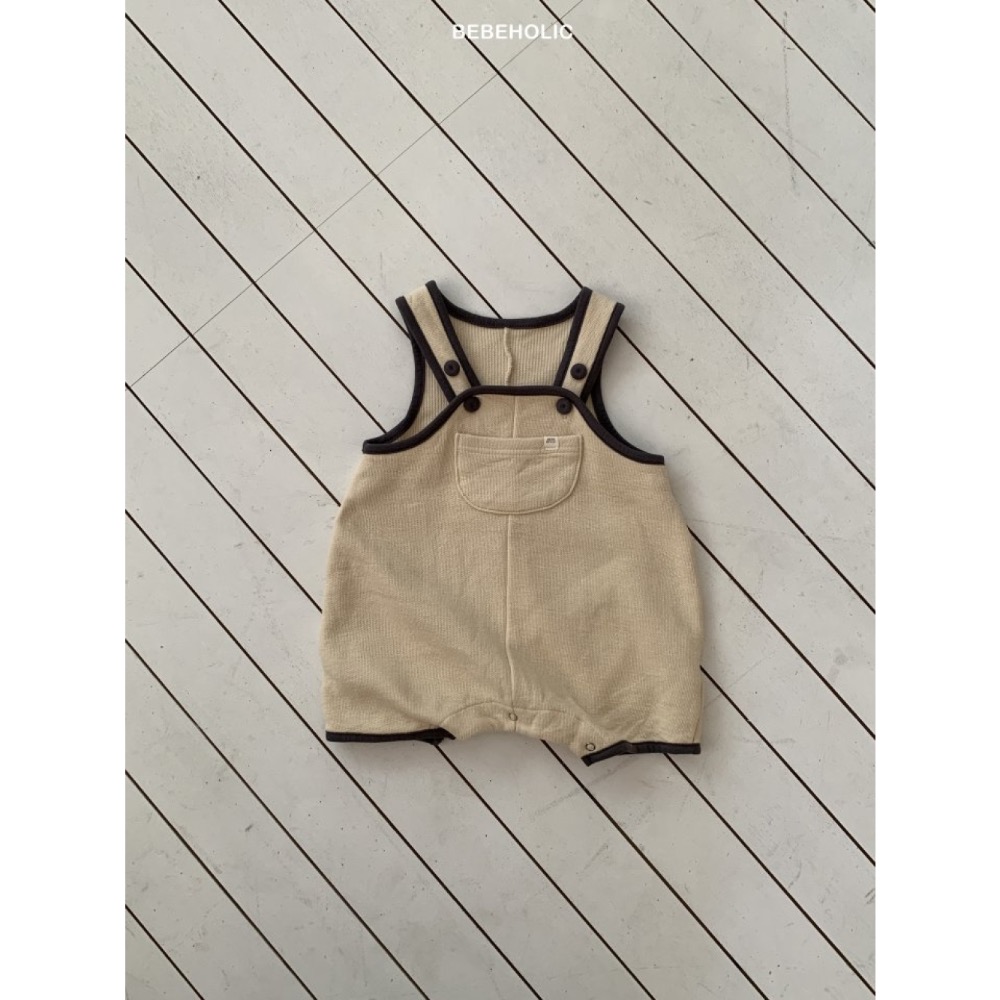 Bebe holic 春季撞色邊口袋包屁吊帶褲-細節圖2