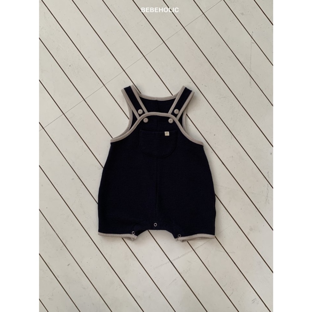 Bebe holic 春季撞色邊口袋包屁吊帶褲-細節圖3