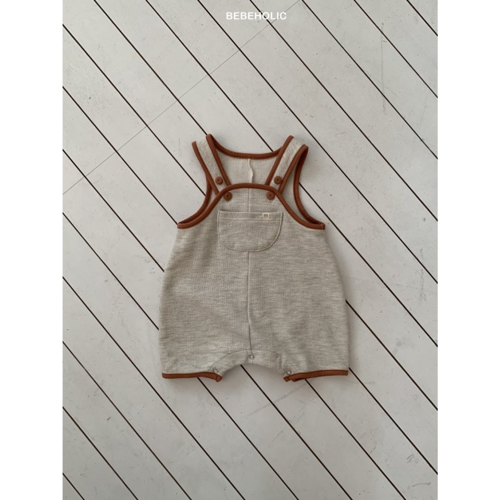 Bebe holic 春季撞色邊口袋包屁吊帶褲-細節圖4