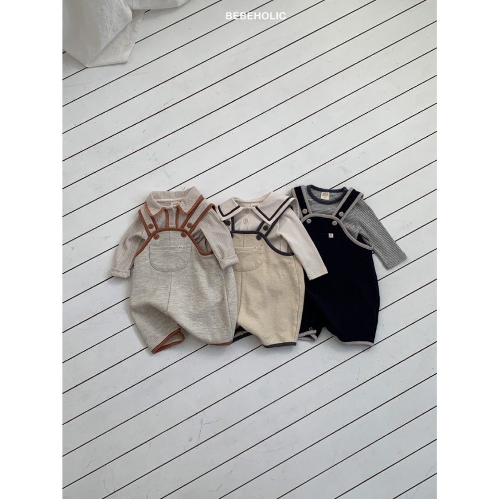 Bebe holic 春季撞色邊口袋包屁吊帶褲-細節圖5