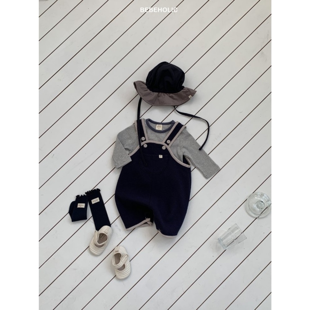 Bebe holic 春季撞色邊口袋包屁吊帶褲-細節圖8