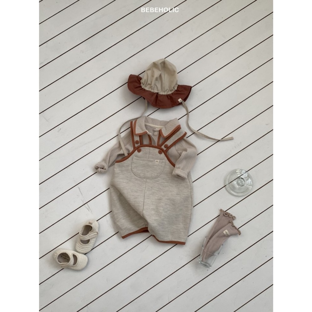 Bebe holic 春季撞色邊口袋包屁吊帶褲-細節圖10