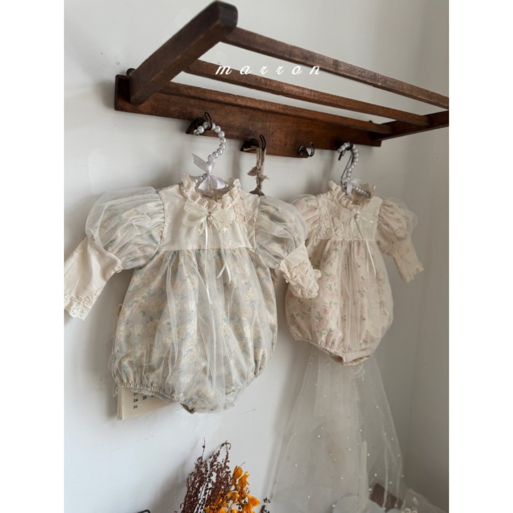 Marron 春季花花罩紗包屁洋衣-細節圖2