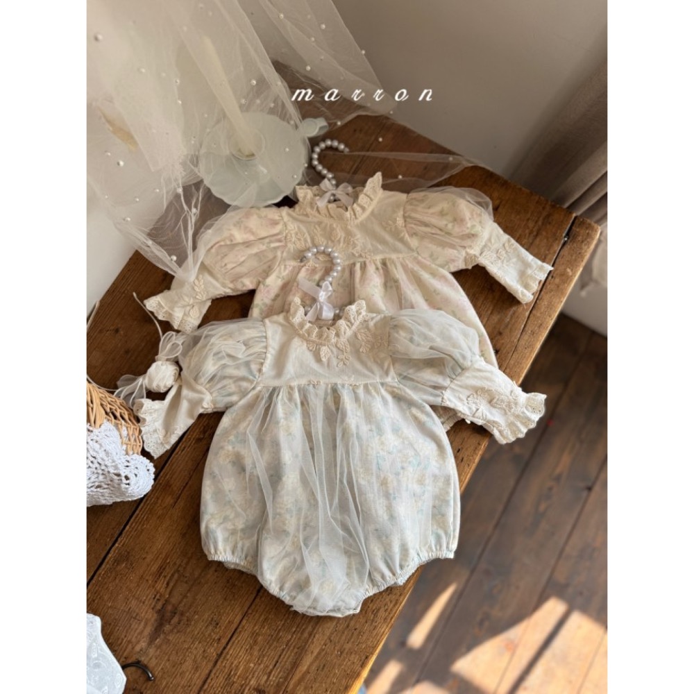 Marron 春季花花罩紗包屁洋衣-細節圖3