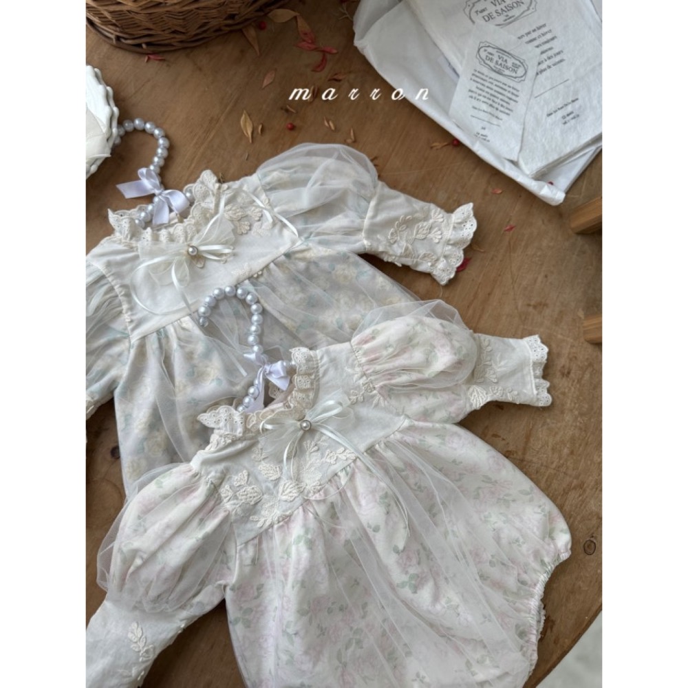 Marron 春季花花罩紗包屁洋衣-細節圖8