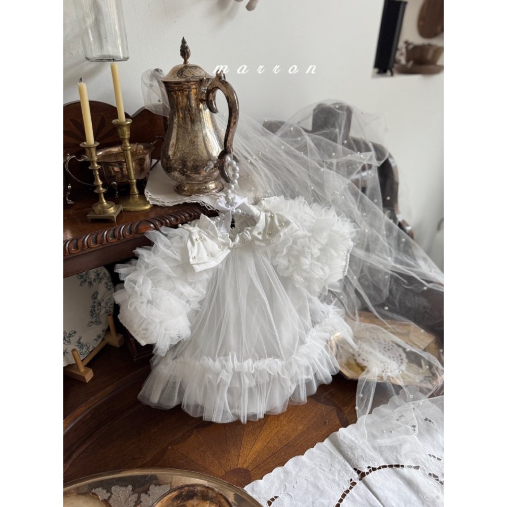 Marron春季夢幻肩上蝴蝶結洋裝/包屁洋-細節圖5