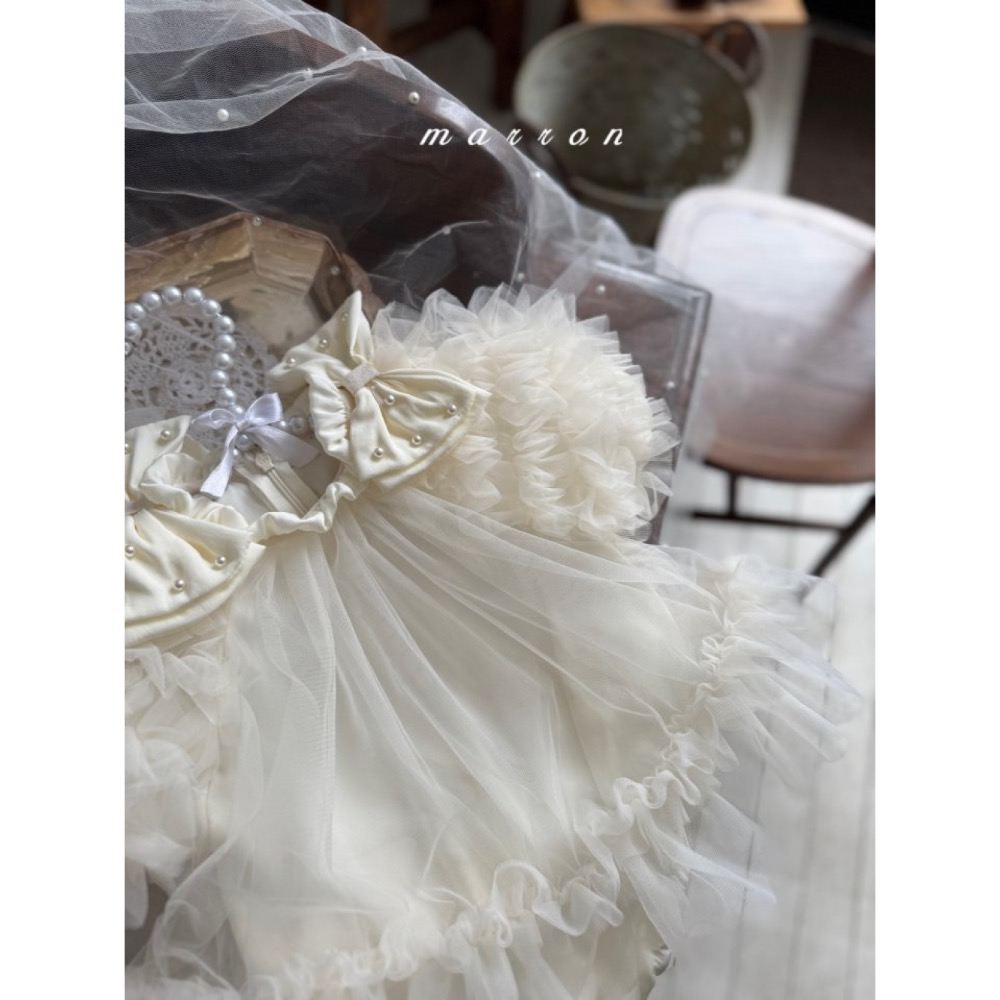 Marron春季夢幻肩上蝴蝶結洋裝/包屁洋-細節圖7