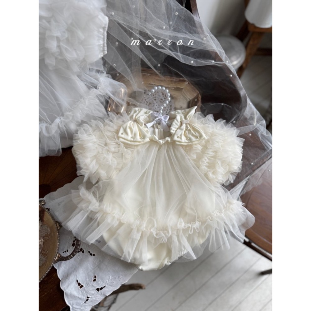 Marron春季夢幻肩上蝴蝶結洋裝/包屁洋-細節圖8