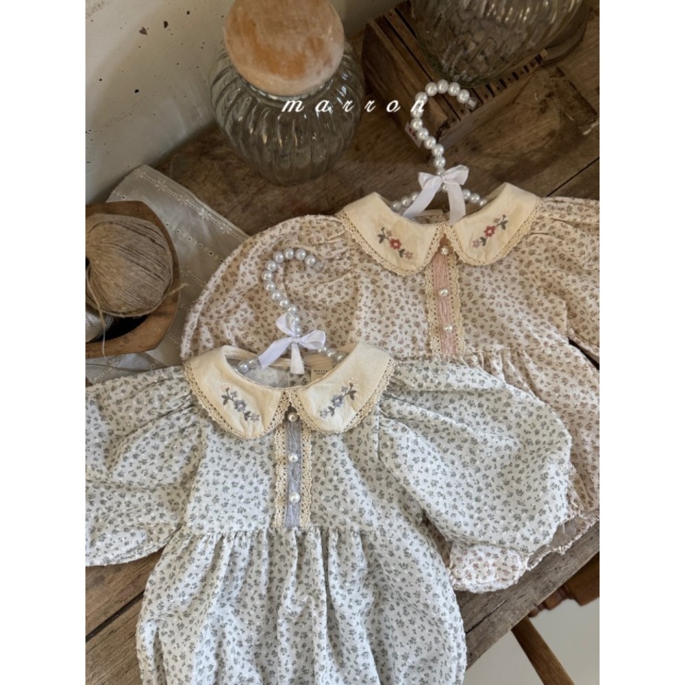 Marron春季刺繡小碎花洋裝/包屁洋-細節圖8