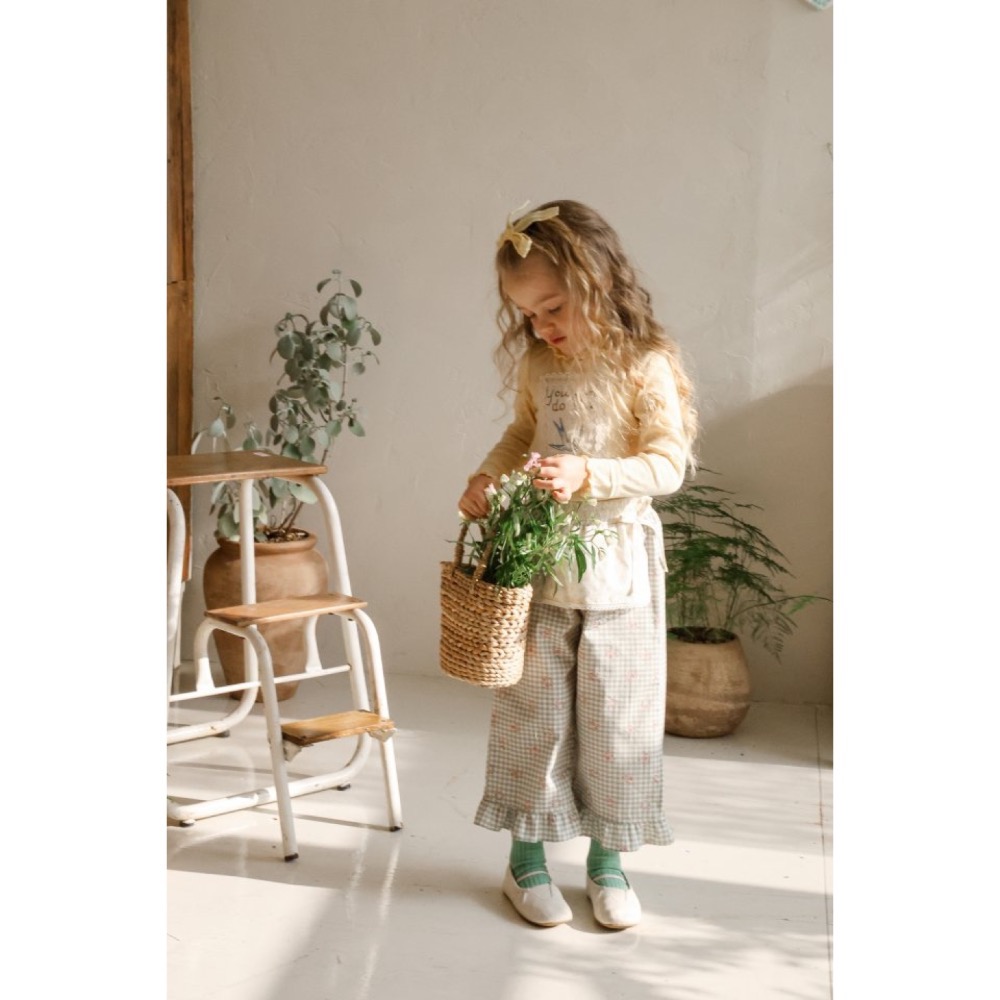 Flo 春季田野風碎花格子長褲-細節圖5