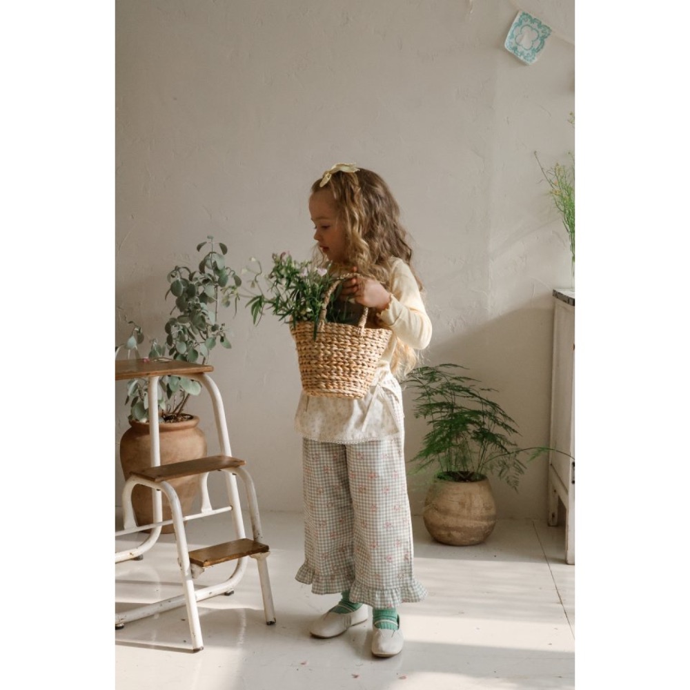 Flo 春季田野風碎花格子長褲-細節圖6