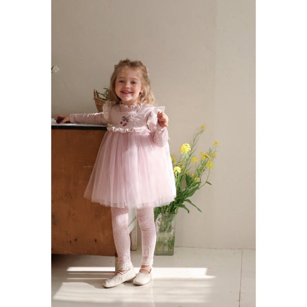 Flo 春季櫻桃紗裙洋裝-細節圖3