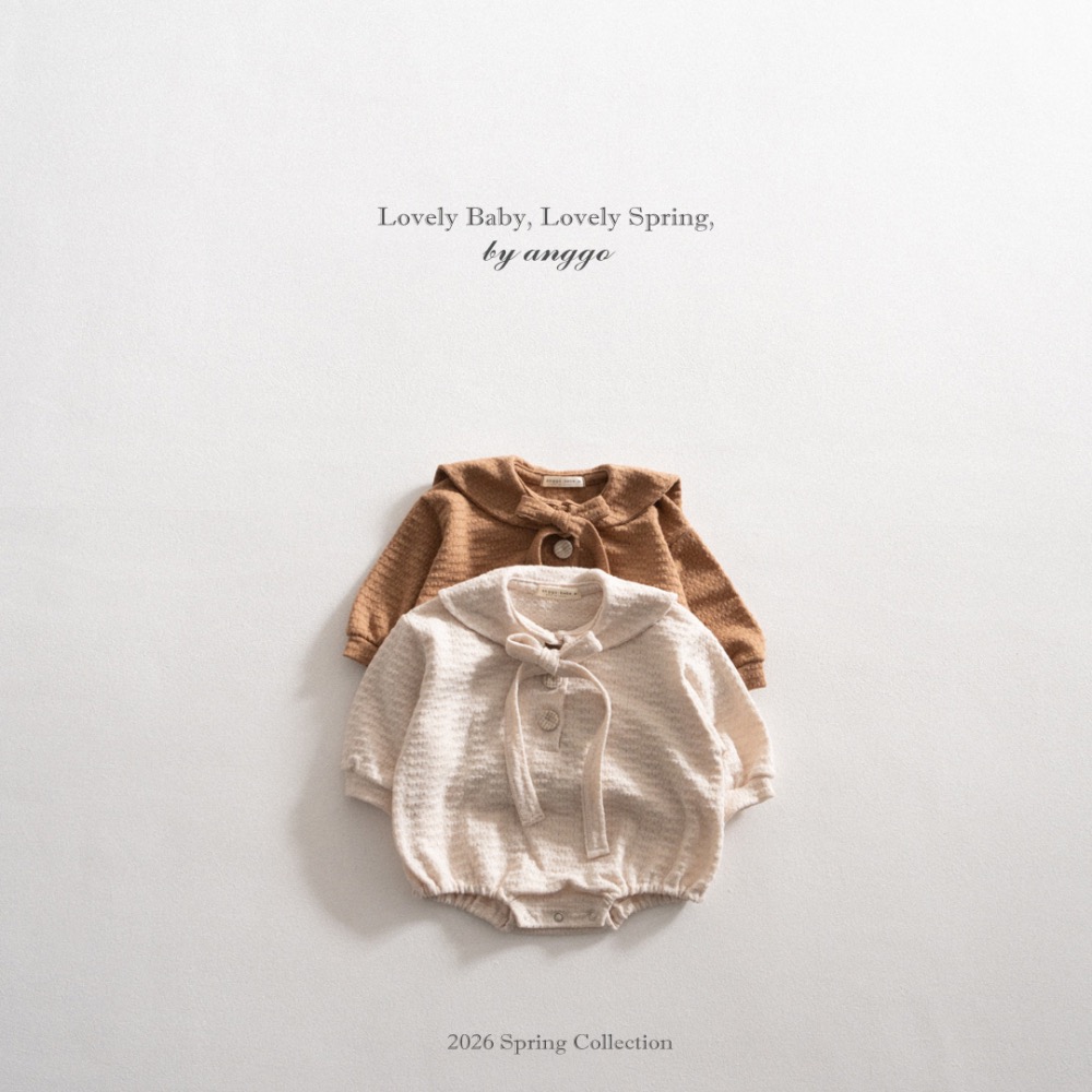 Anggo 春季立體壓紋綁帶鈕扣包屁衣-細節圖2