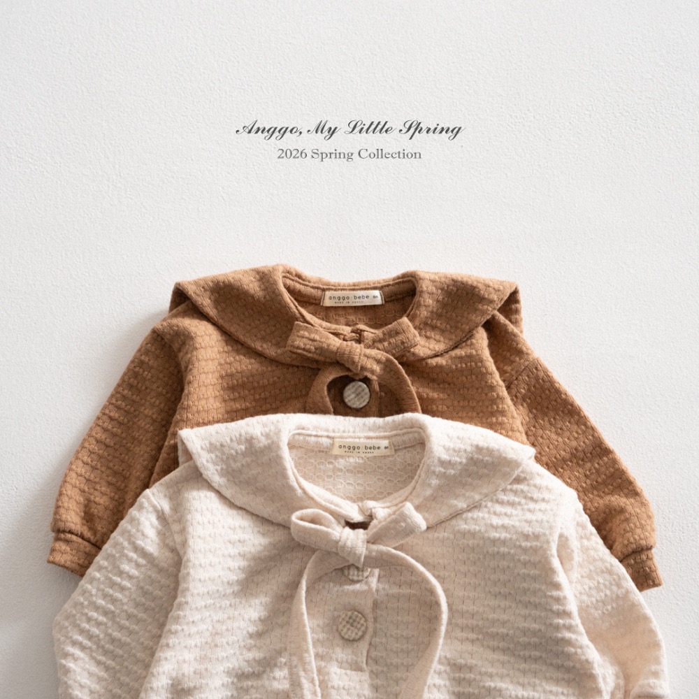 Anggo 春季立體壓紋綁帶鈕扣包屁衣-細節圖4