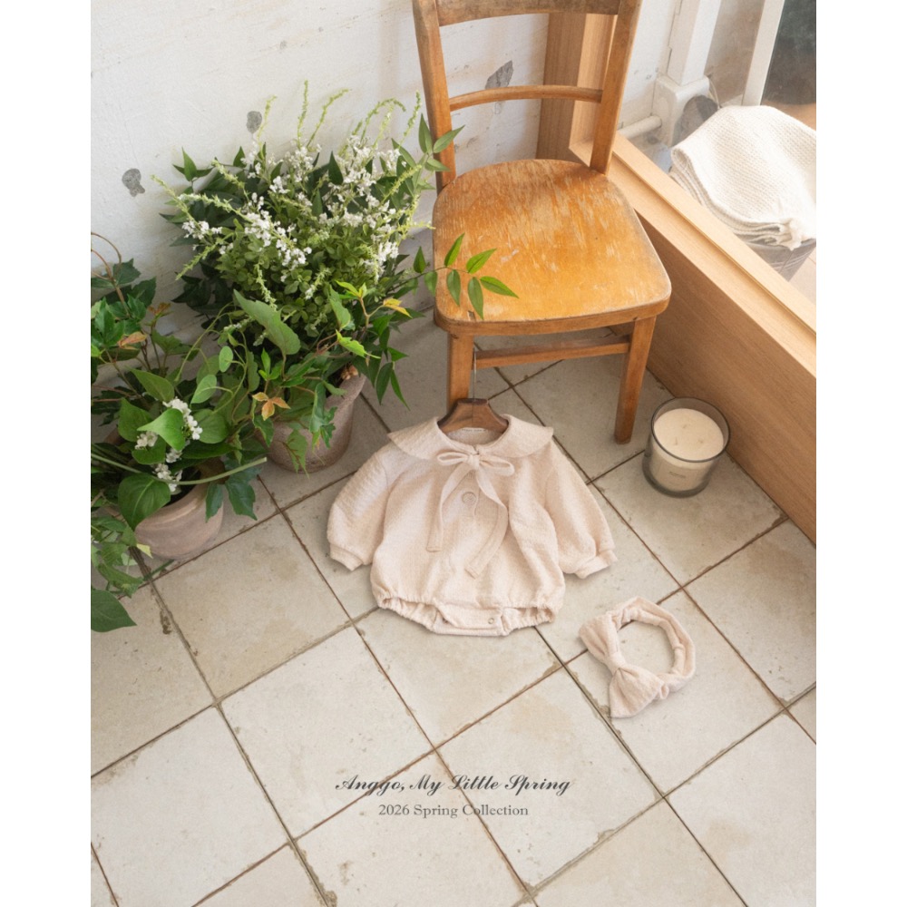 Anggo 春季立體壓紋綁帶鈕扣包屁衣-細節圖6