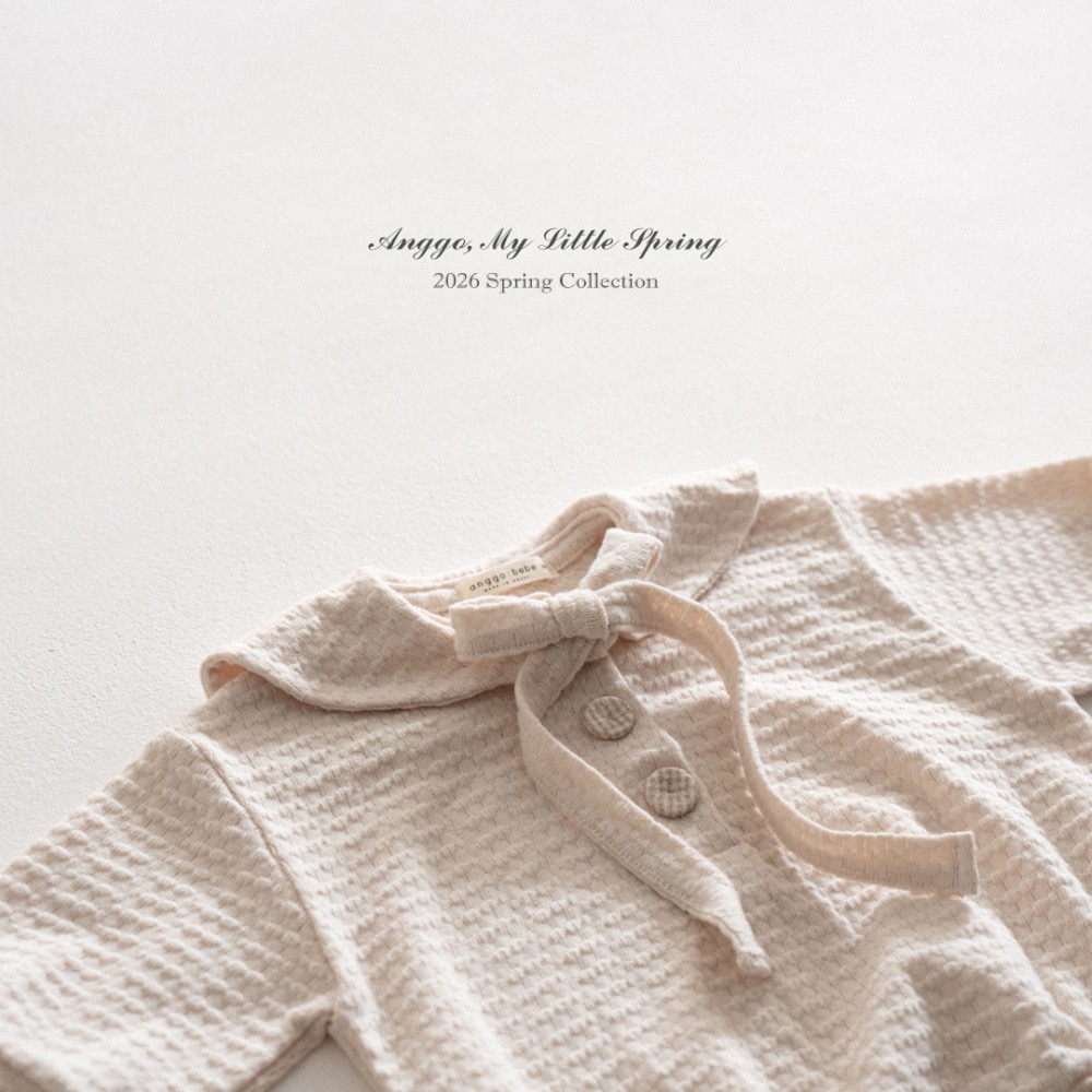 Anggo 春季立體壓紋綁帶鈕扣包屁衣-細節圖7