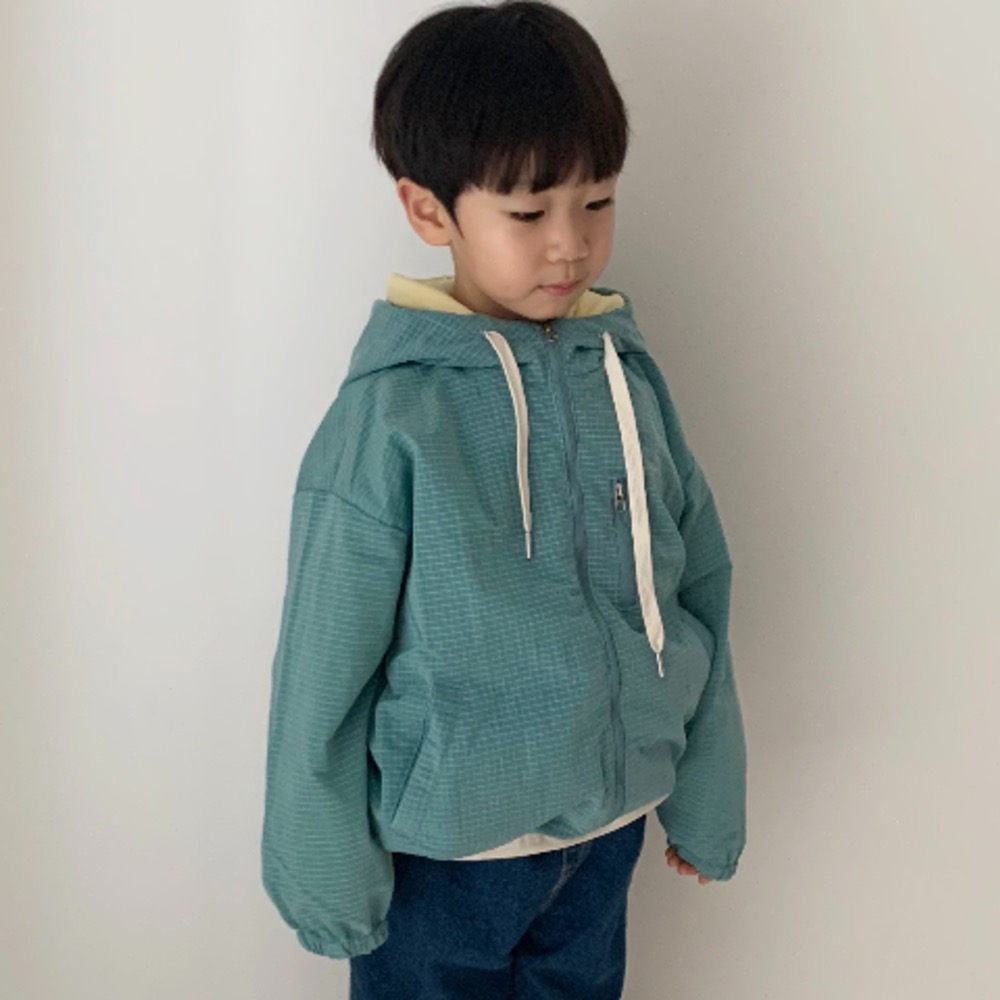 The Goguma春季細格拉鏈風衣外套-細節圖3