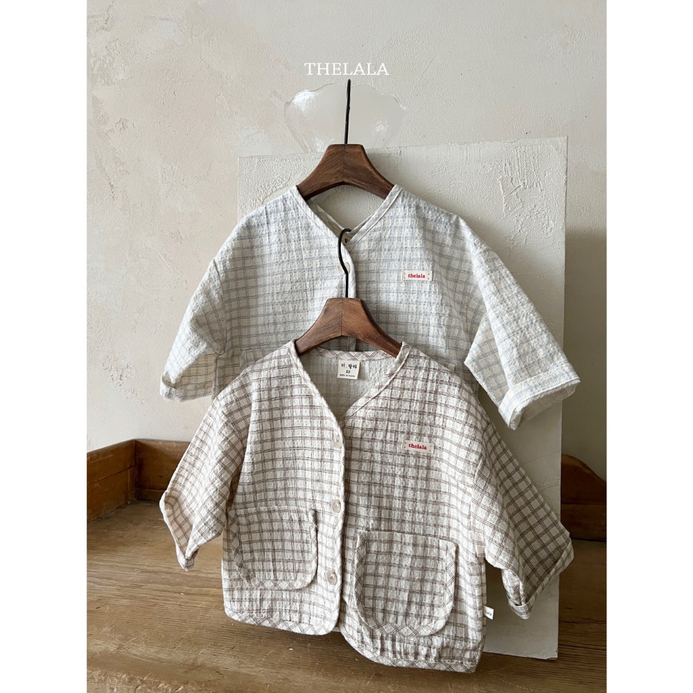 The lala 春季無印風格子開衫外套-細節圖4