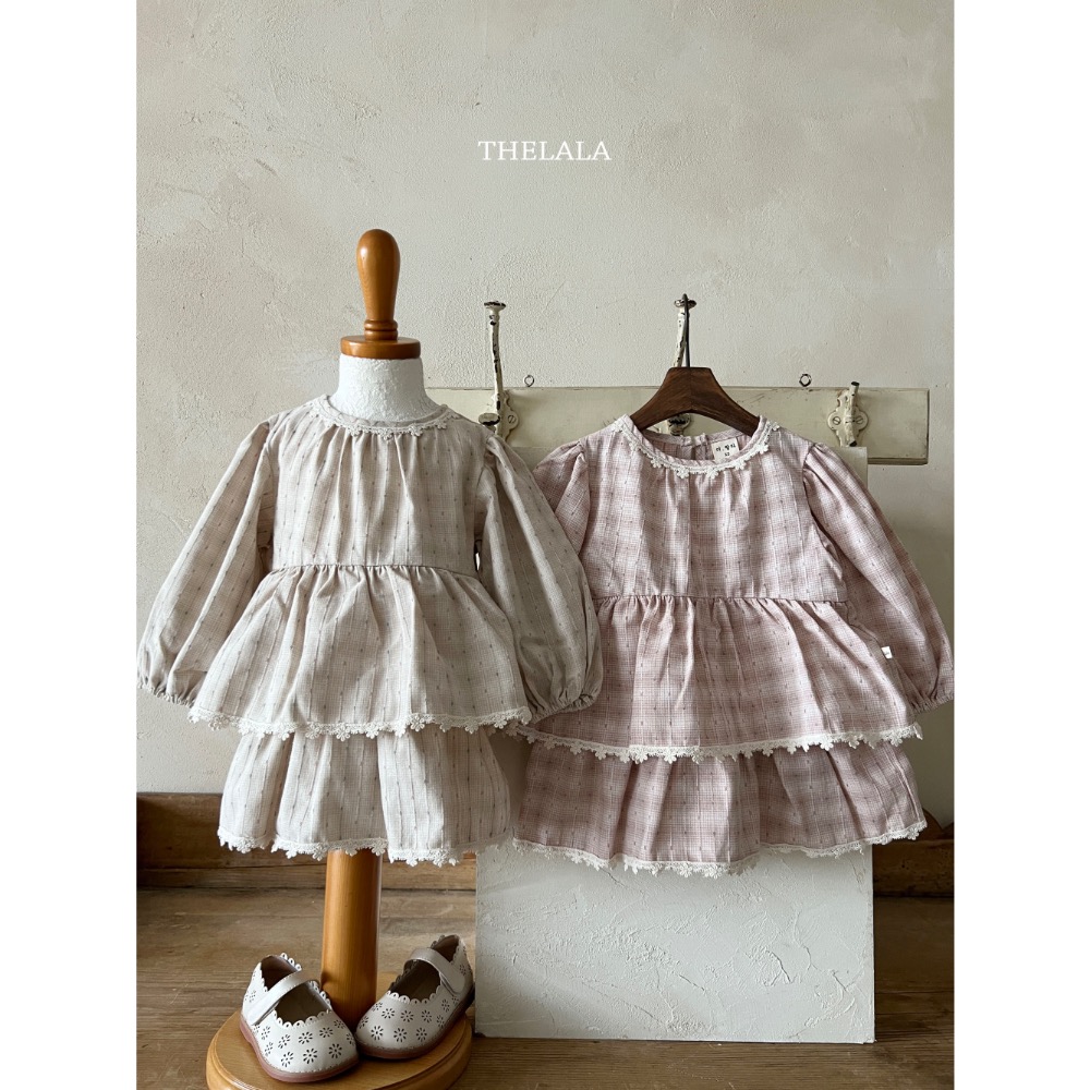 The lala 春季布蕾絲花朵小點點洋裝/包屁洋-細節圖4