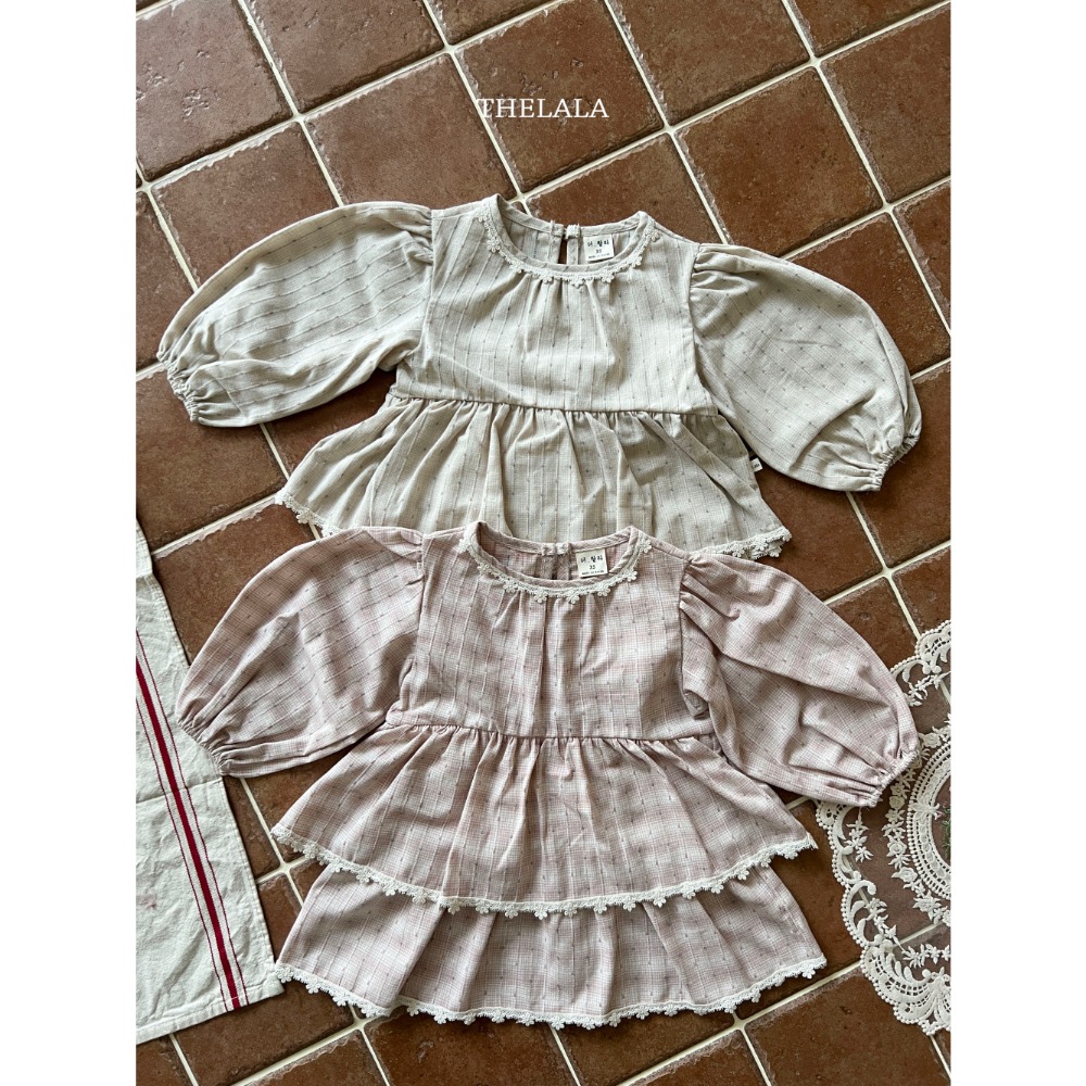 The lala 春季布蕾絲花朵小點點洋裝/包屁洋-細節圖5