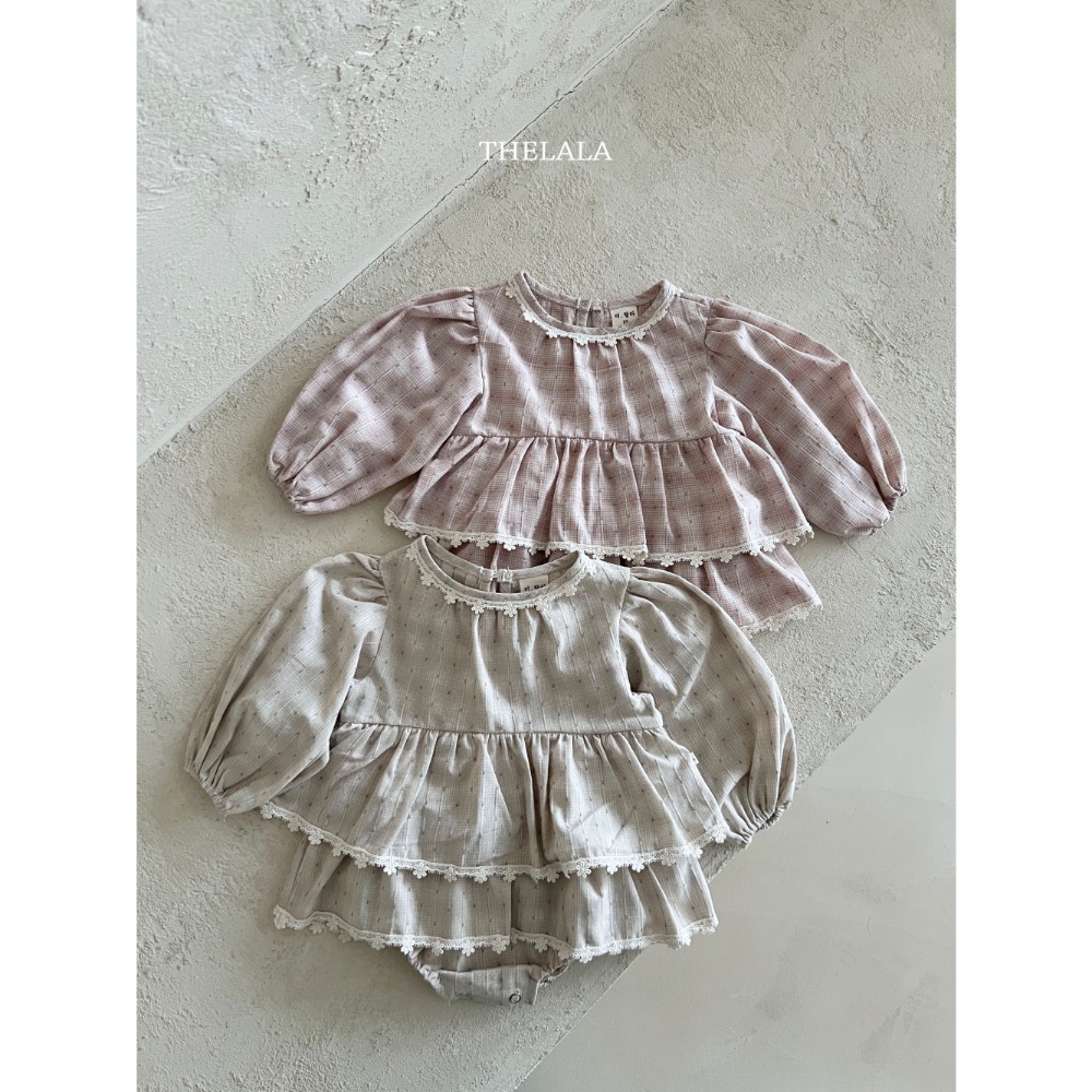 The lala 春季布蕾絲花朵小點點洋裝/包屁洋-細節圖8