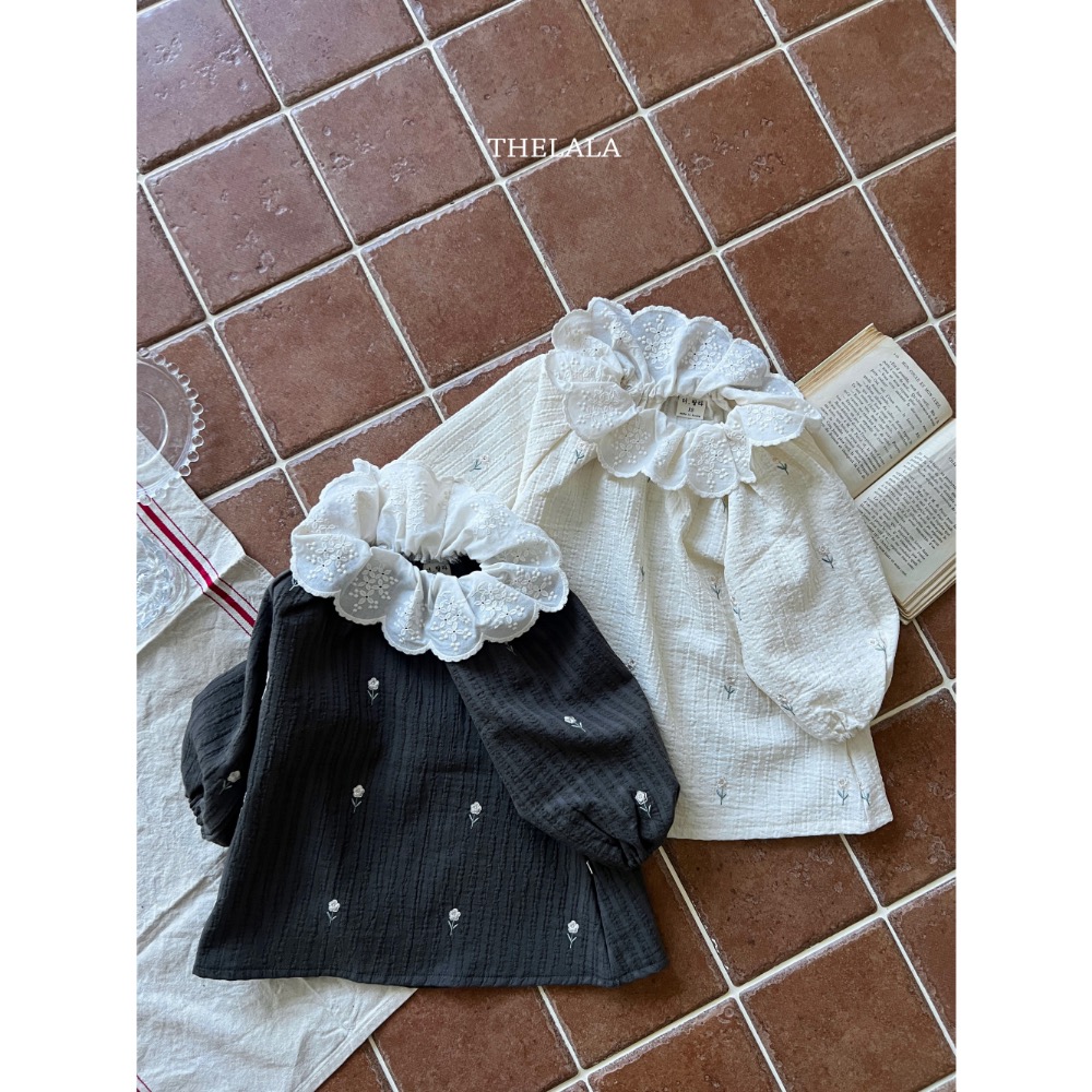 The lala春季立體麻花刺繡花瓣領洋裝/包屁衣-細節圖5