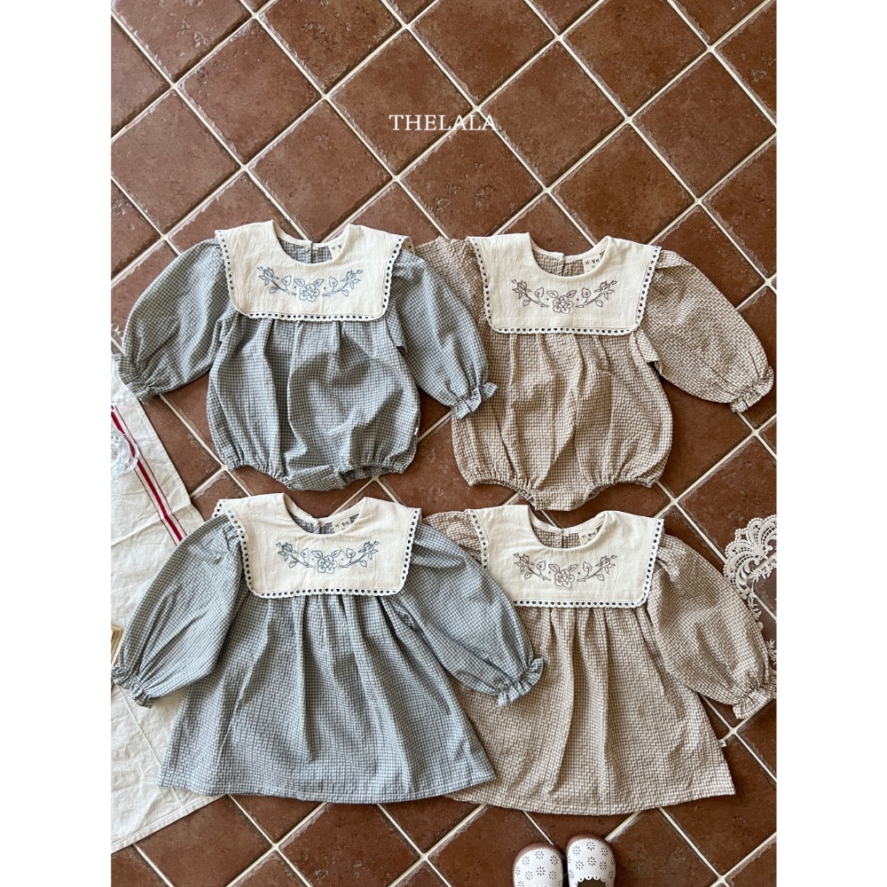 The lala春季可愛方領刺繡洋裝/包屁洋-細節圖2