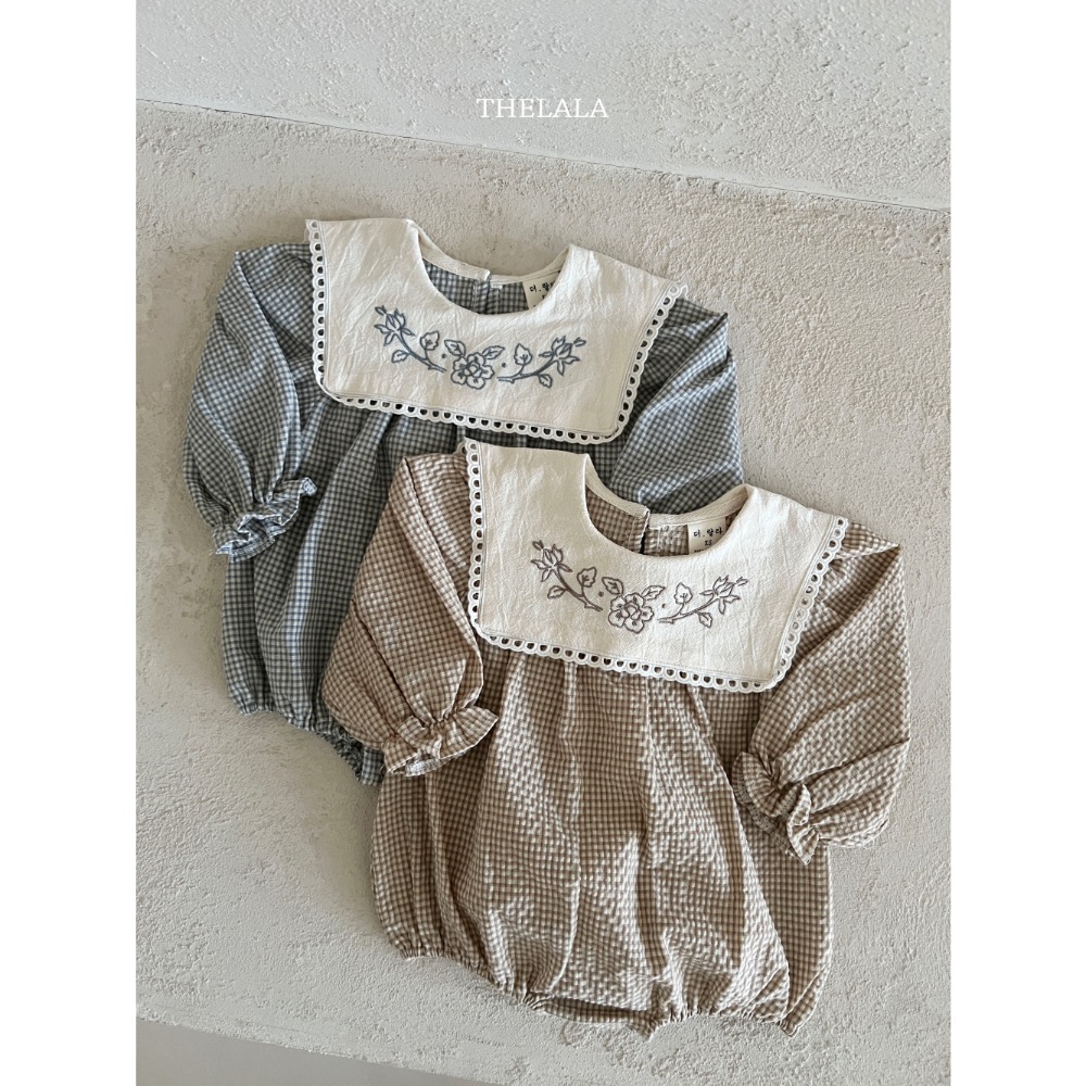 The lala春季可愛方領刺繡洋裝/包屁洋-細節圖3