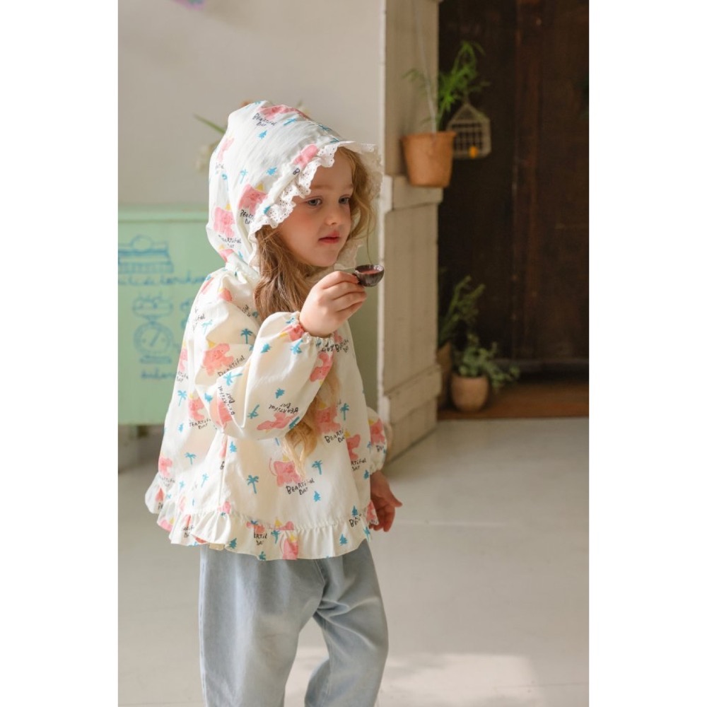 Flo 春季荷葉邊可愛點點花朵外套-細節圖4
