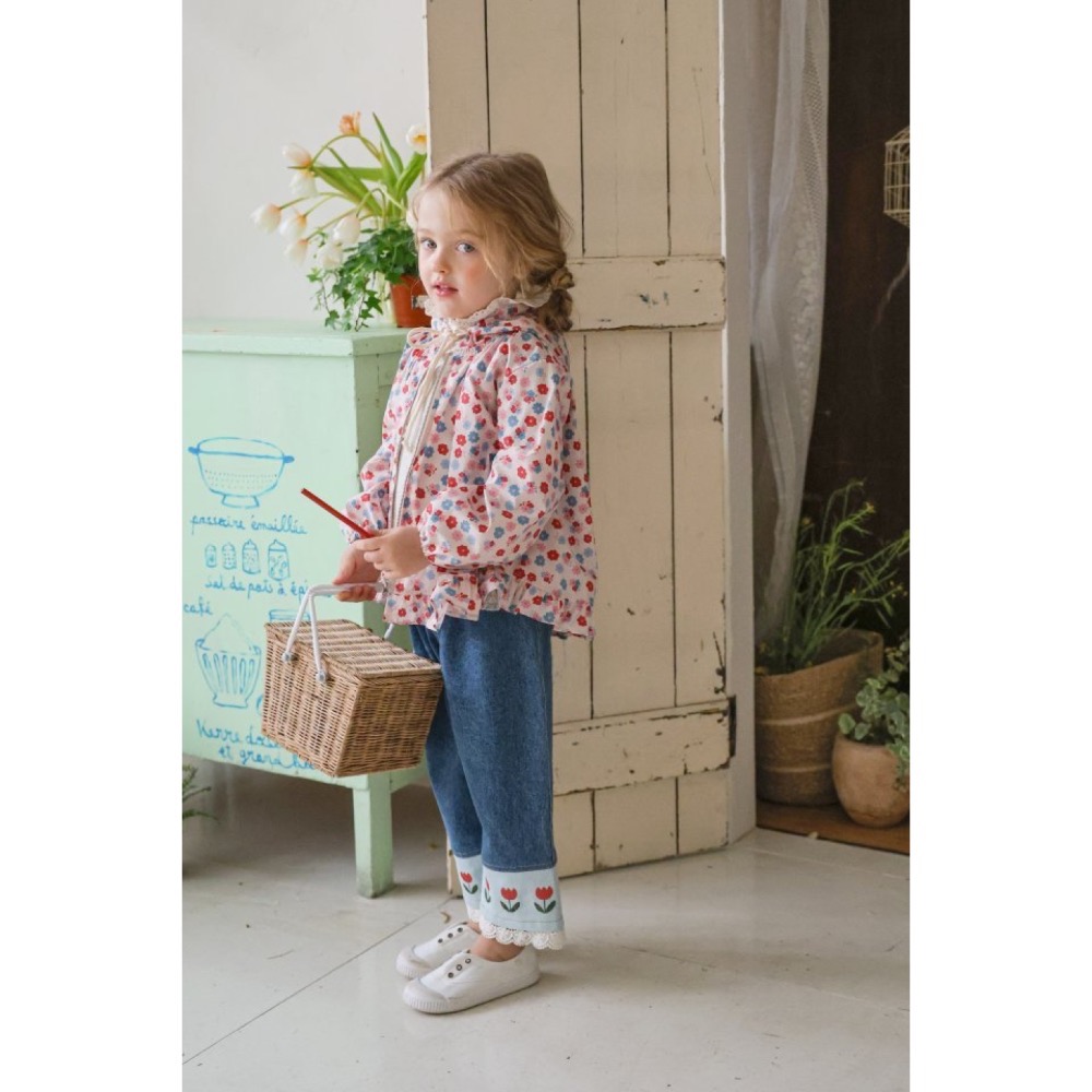 Flo 春季荷葉邊可愛點點花朵外套-細節圖7