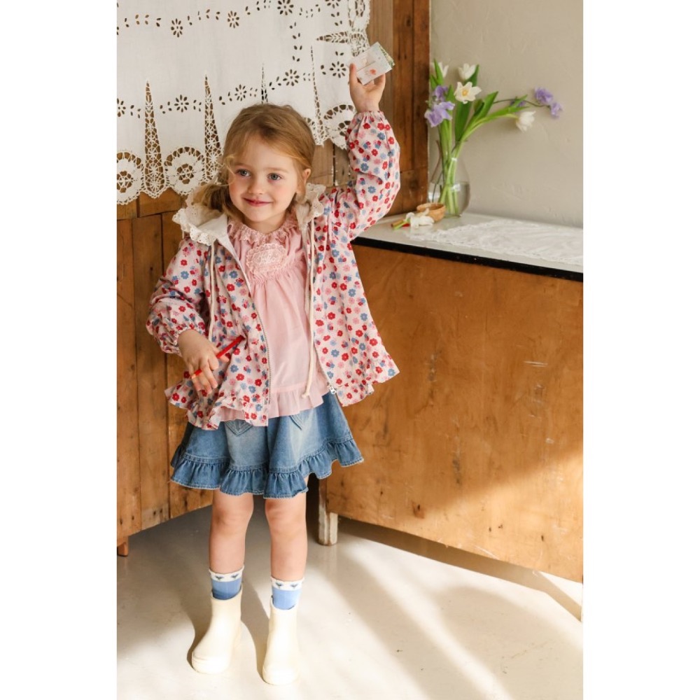 Flo 春季荷葉邊可愛點點花朵外套-細節圖8