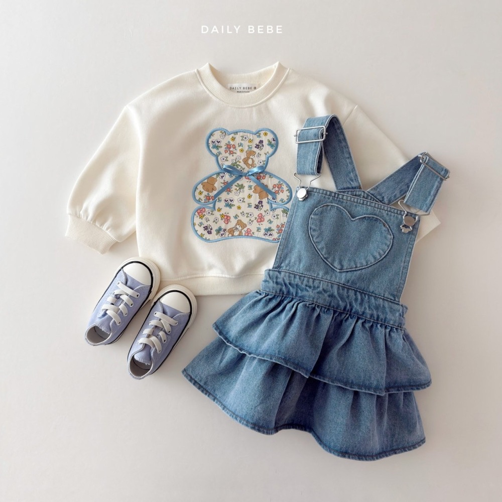 Daily Bebe 春季愛心口袋牛仔吊帶裙-細節圖5