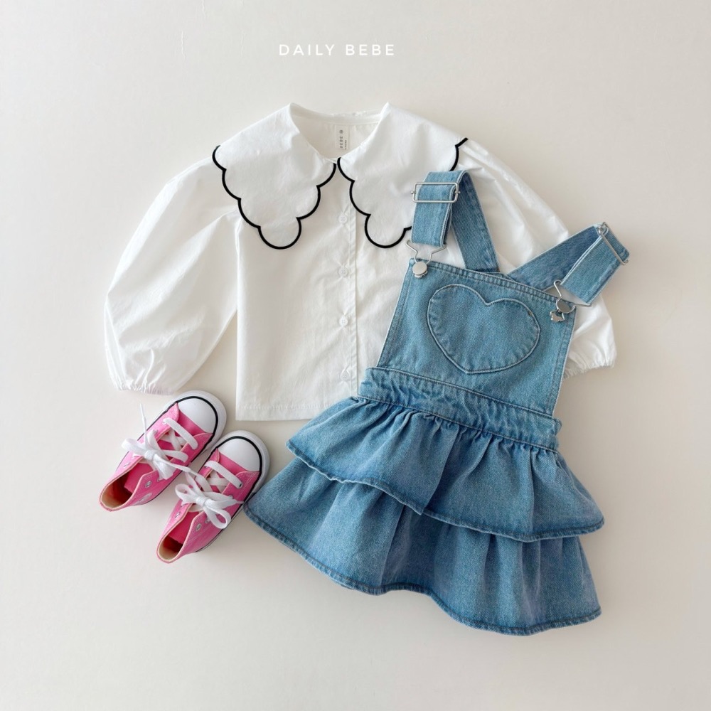 Daily Bebe 春季愛心口袋牛仔吊帶裙-細節圖6