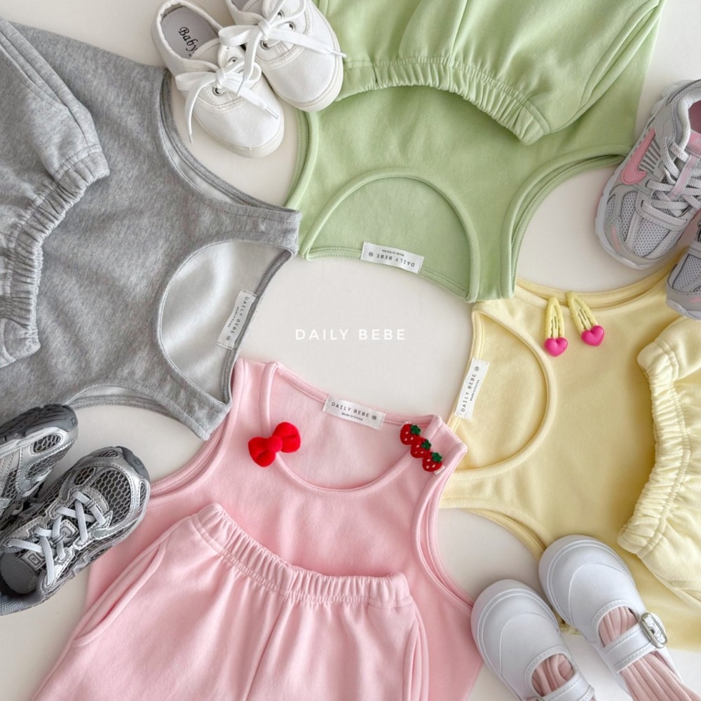 Daily Bebe 春季素面背心長褲套裝-細節圖2