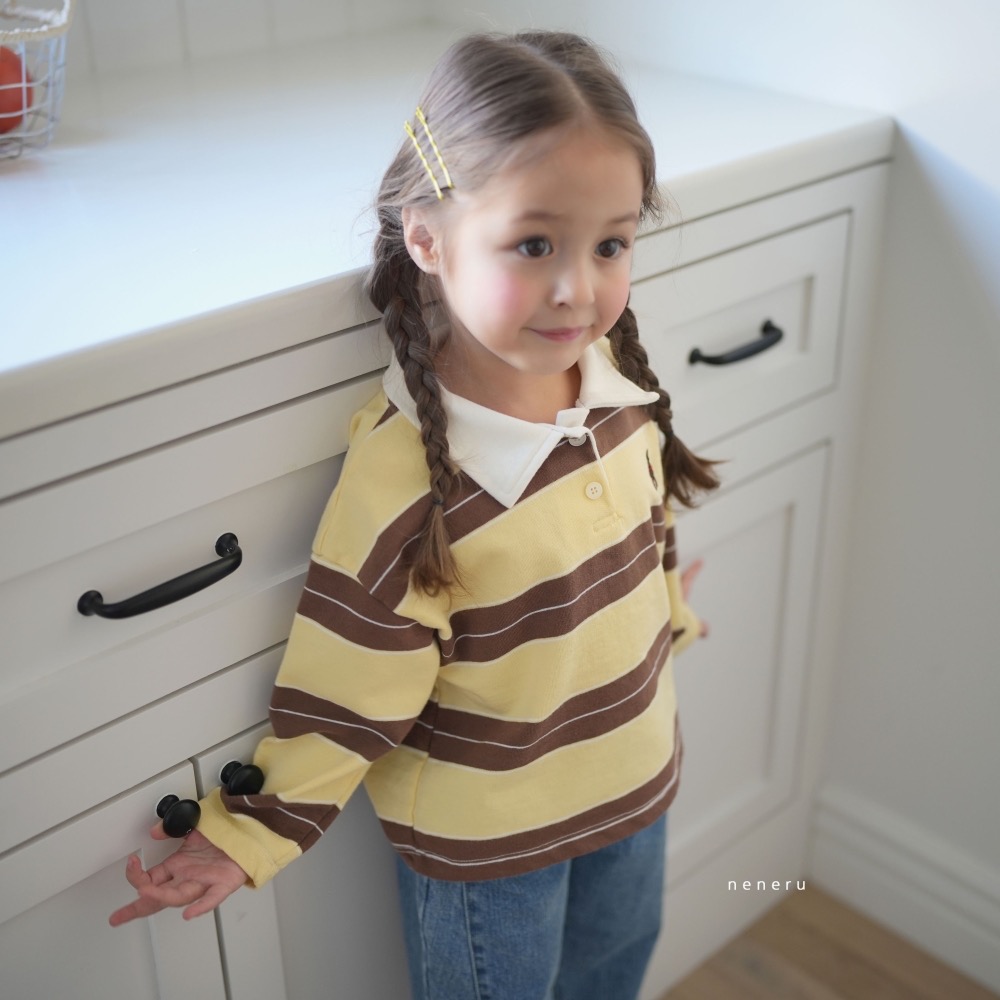 NENERU 春季條紋polo衫-細節圖3