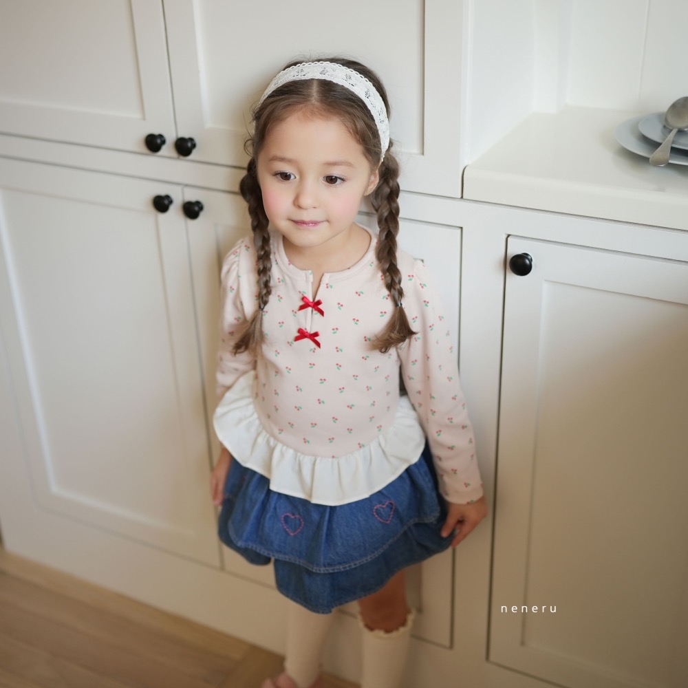 NENERU 春季櫻桃坑條紋上衣-細節圖4