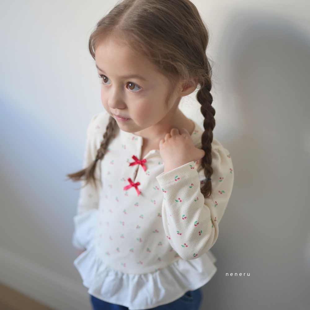 NENERU 春季櫻桃坑條紋上衣-細節圖6