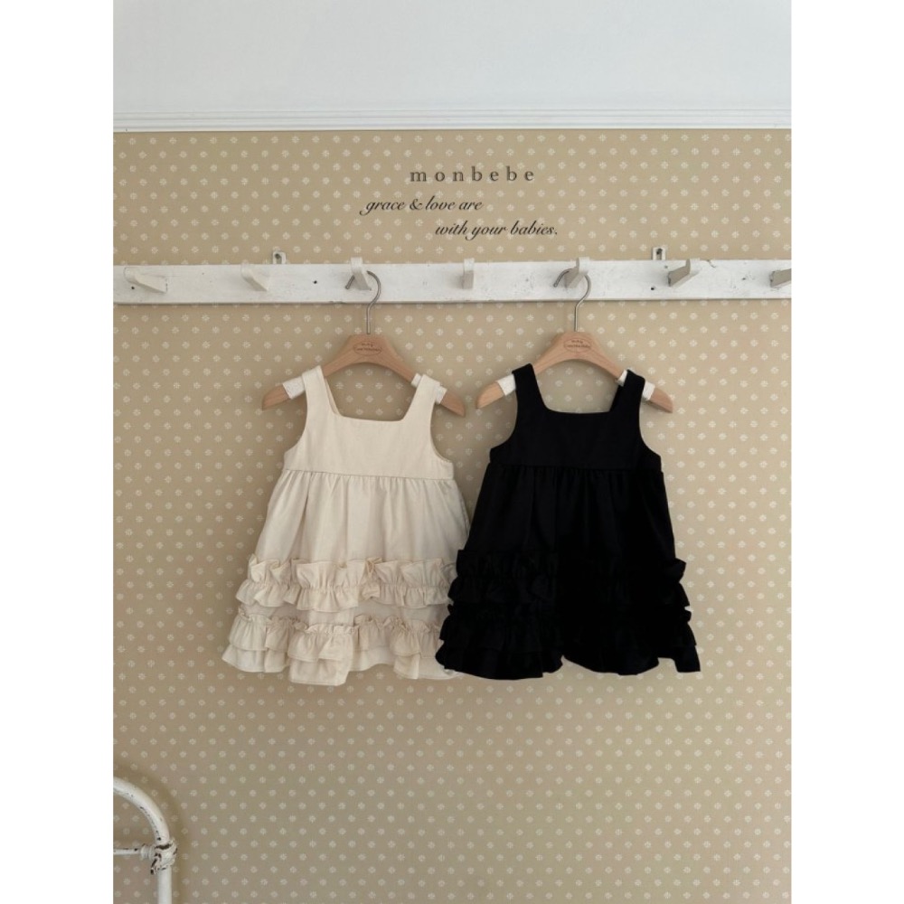 MONBEBE春季荷葉蛋糕背心親子洋裝-細節圖6