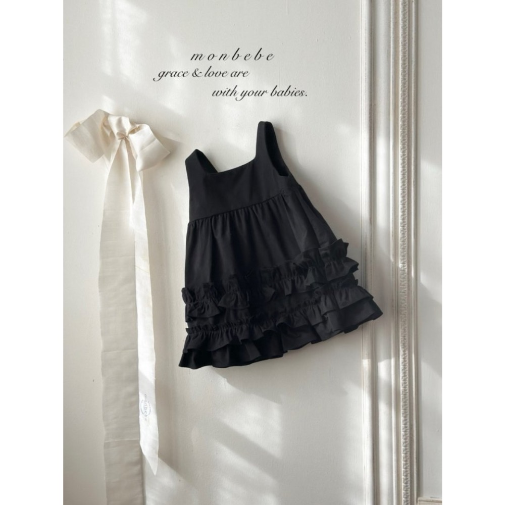 MONBEBE春季荷葉蛋糕背心親子洋裝-細節圖8