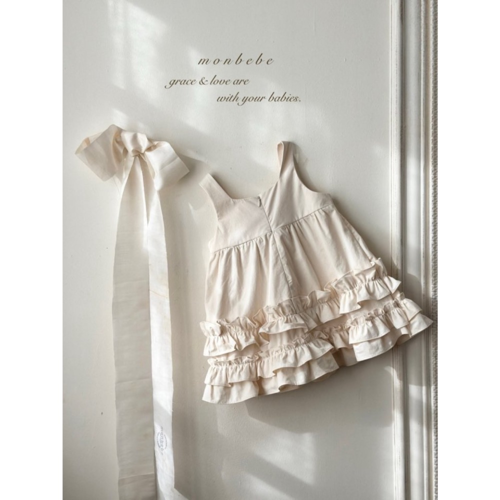 MONBEBE春季荷葉蛋糕背心親子洋裝-細節圖10