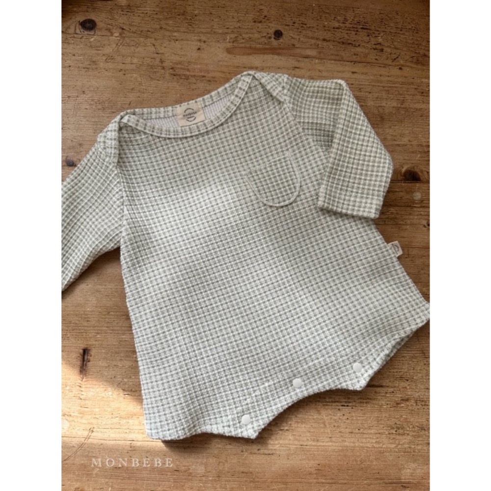 MONBEBE 春季嬰幼兒格子口袋連身服-細節圖4
