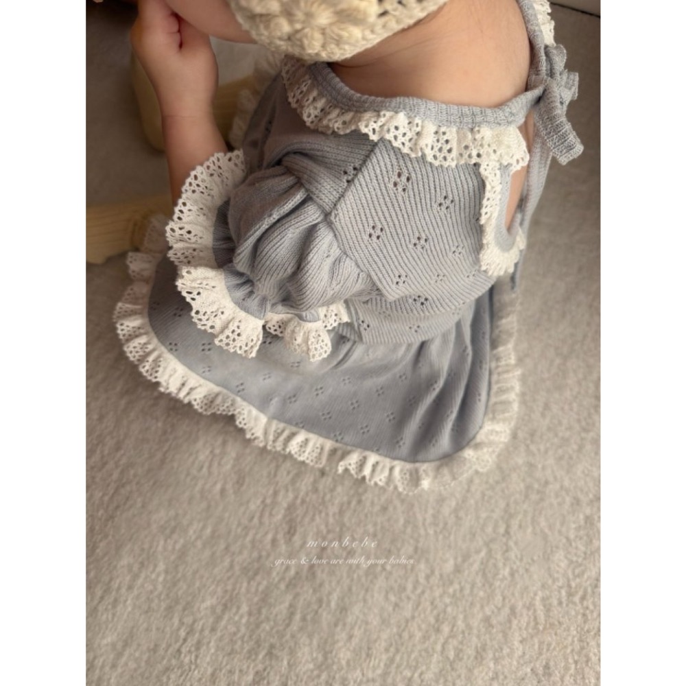 MONBEBE春季針織棉連身包屁洋裝-細節圖6