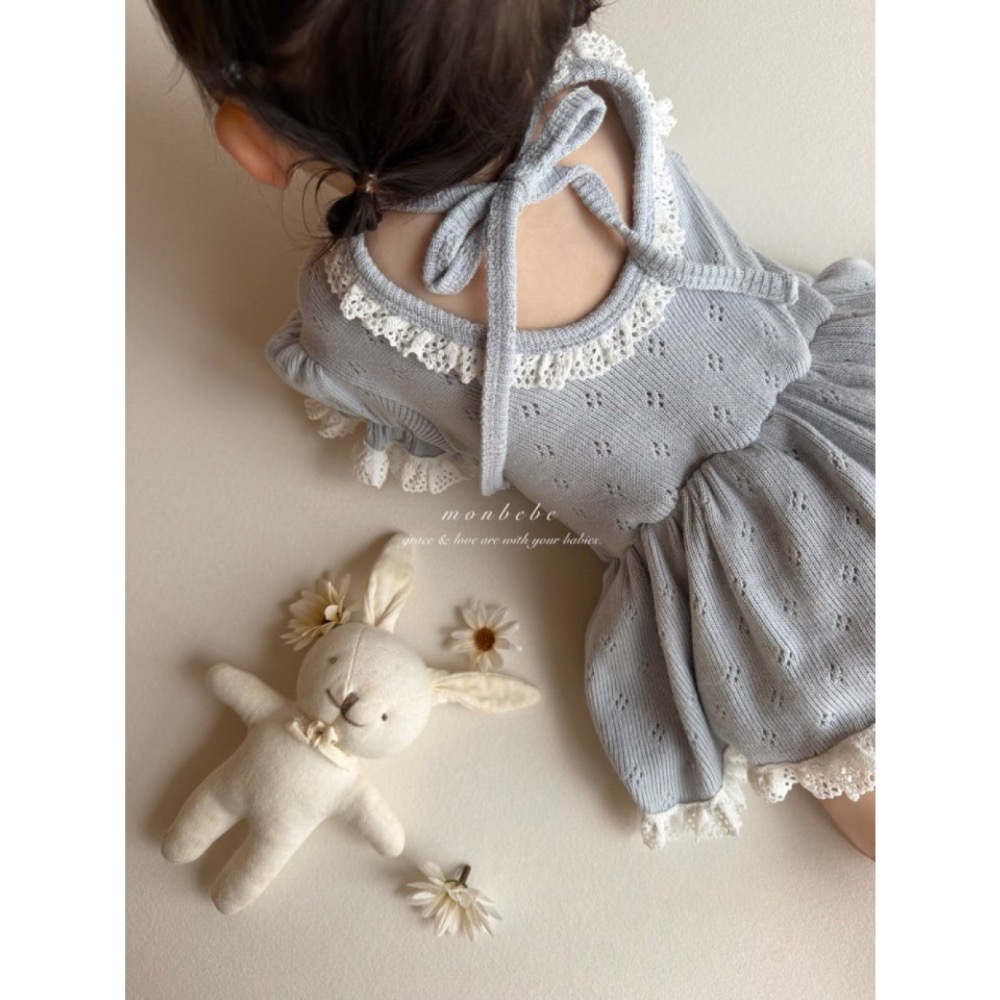 MONBEBE春季針織棉連身包屁洋裝-細節圖8