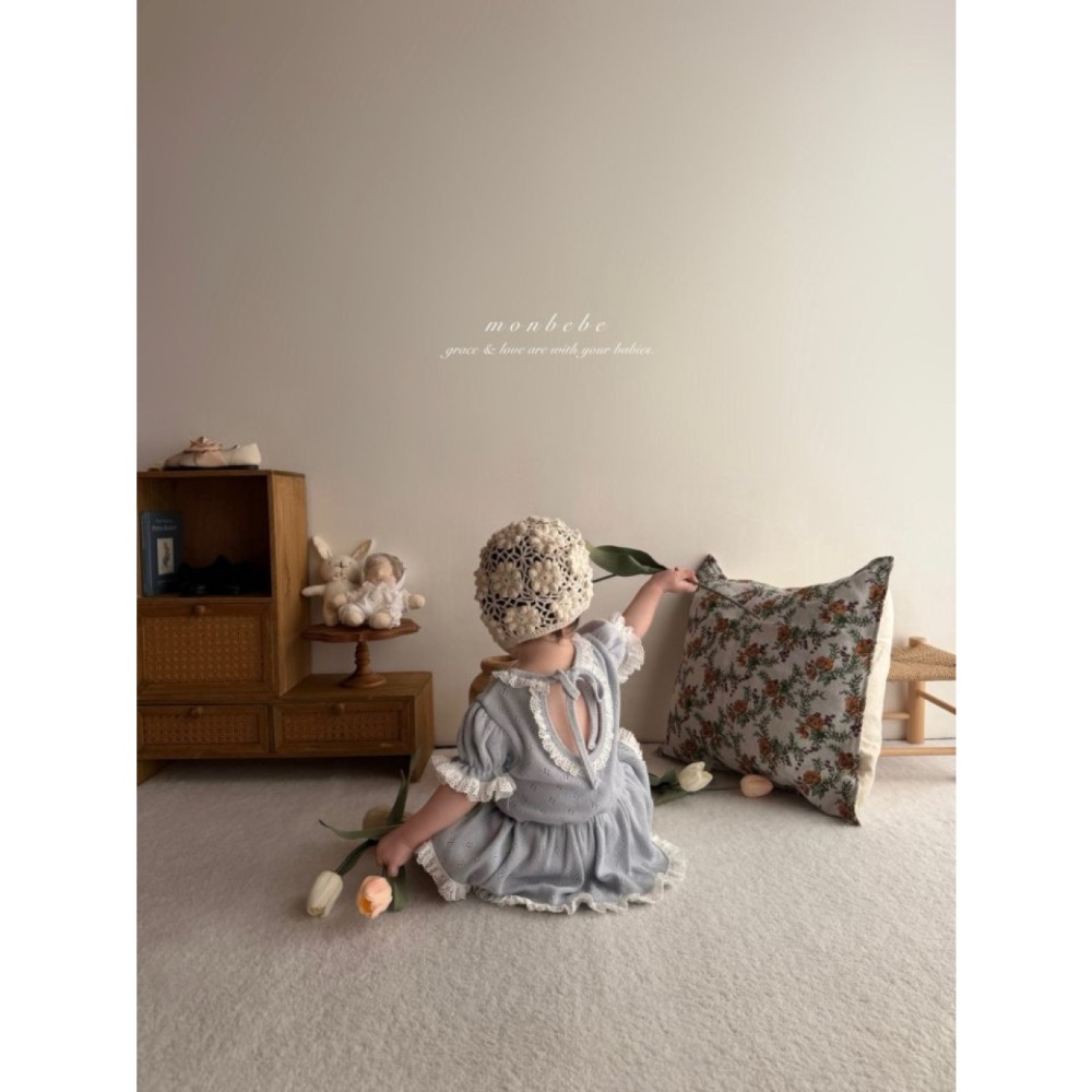 MONBEBE春季針織棉連身包屁洋裝-細節圖10