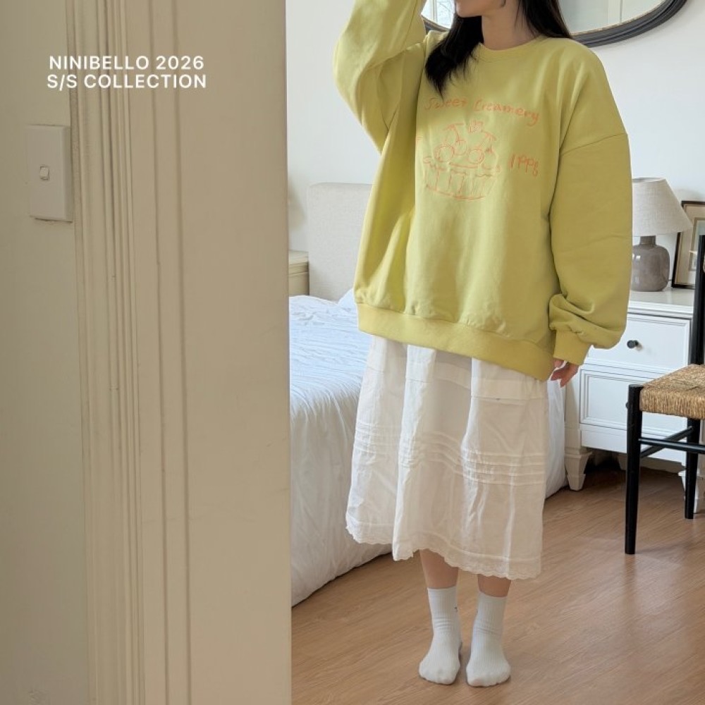 ninibello 春季櫻桃刺繡親子大學T-細節圖4