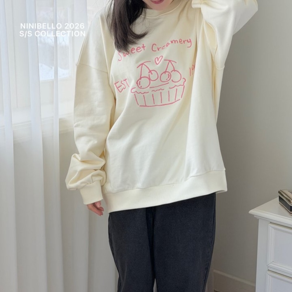 ninibello 春季櫻桃刺繡親子大學T-細節圖5